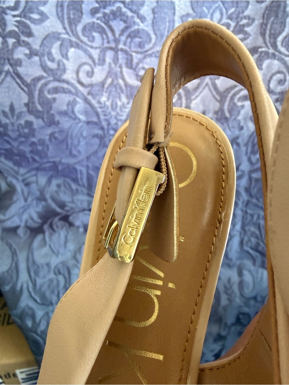 Calvin Klein Blush Nude Pointed Toe Slingback Heels - Picture 2 of 4